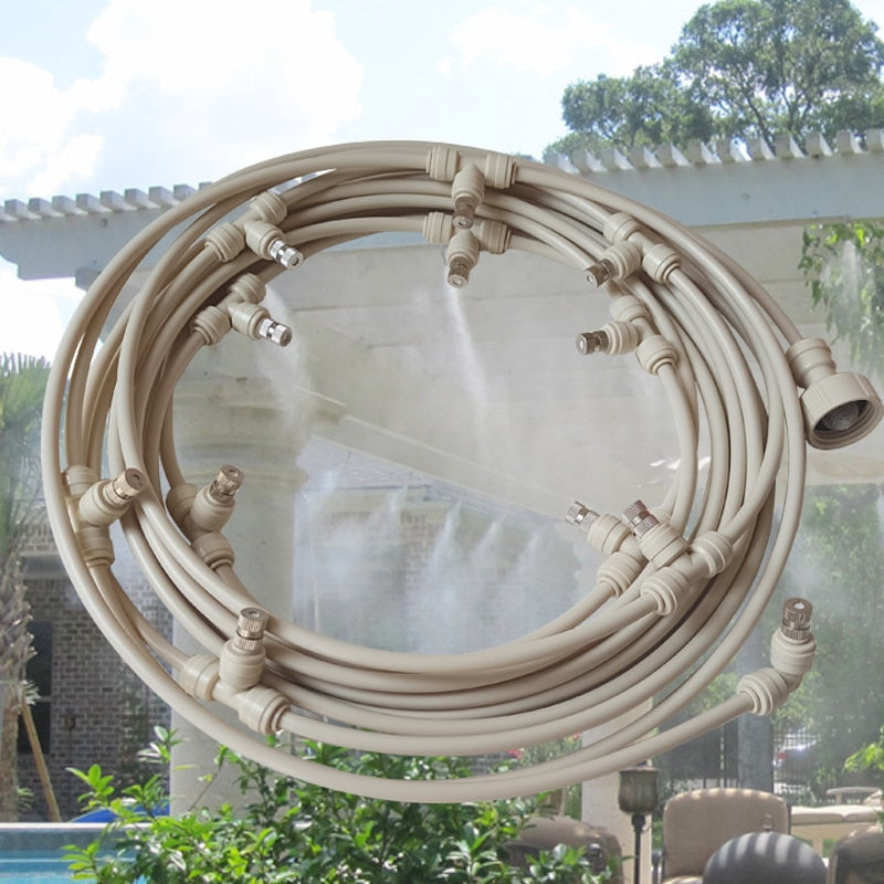 Garden Water Pipe Misting Cooling Fog Hose Tube System Kit For Greenhouse Patio Waterring Irrigation Mister
