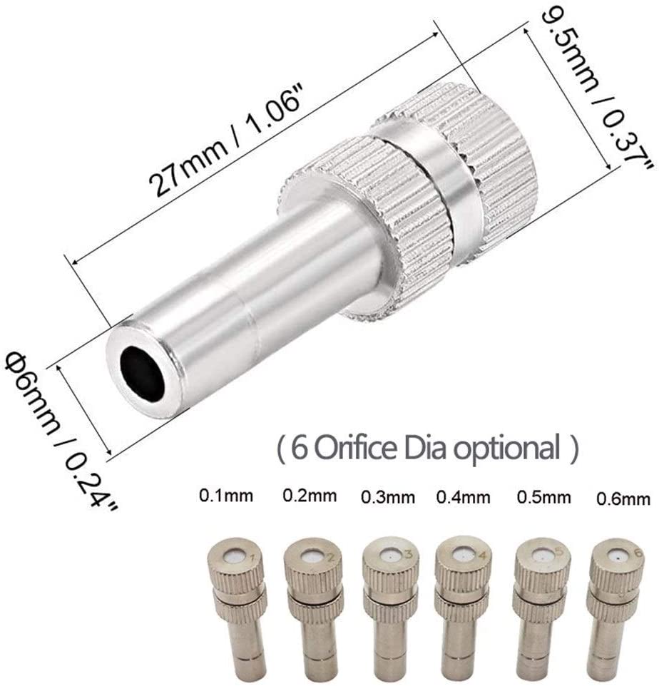 10PCS Fog Misting Nozzle With 6mm Tee Quick Connection Garden Water Irrigation Sprinkler for Low Pressure Misting System