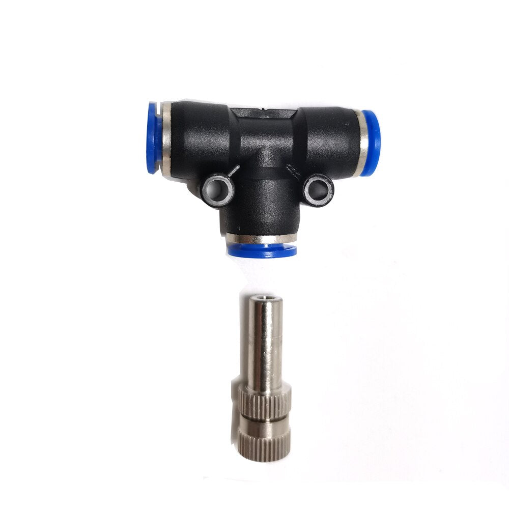 10PCS Fog Misting Nozzle With 6mm Tee Quick Connection Garden Water Irrigation Sprinkler for Low Pressure Misting System