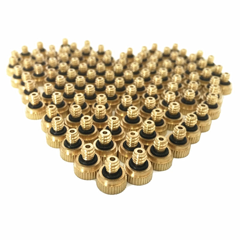 Brass Irrigation Thread Mist Nozzle Low Pressure Misting Sprayer Water Nozzle UNC10-24 for Dust Control Outdoor Cooling System