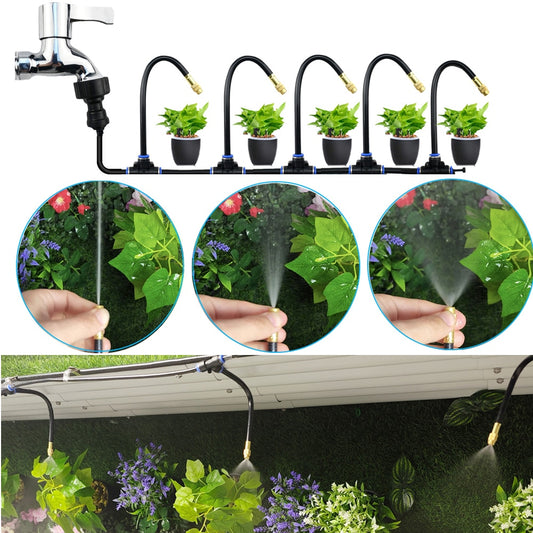 5-20M DIY Misting System For Lawn Garden Irrigation Universal Adjustable Atomizing Sprayer Kit Tube Water Mister